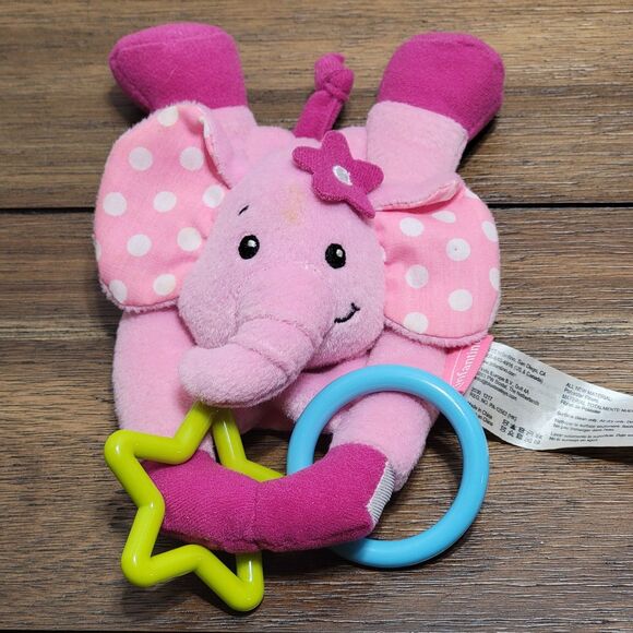 Set of 2 Infantino Infant Toys: Pink Elephant & Cloth Spiral - Picture 2 of 7